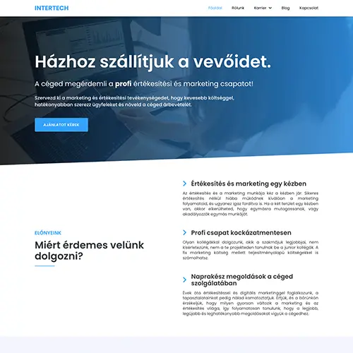 WP fejlesztő referencia Intertech